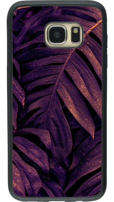 Coque Samsung Galaxy S7 edge - Silicone rigide noir Purple Light Leaves