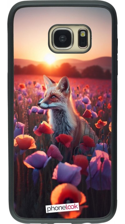 Samsung Galaxy S7 edge Case Hülle - Silikon schwarz Purpurroter Fuchs bei Dammerung