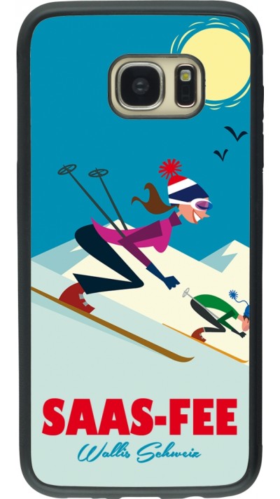 Coque Samsung Galaxy S7 edge - Silicone rigide noir Saas-Fee Ski Downhill