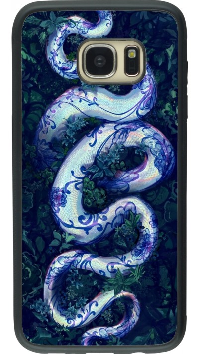 Coque Samsung Galaxy S7 edge - Silicone rigide noir Serpent Blue Anaconda