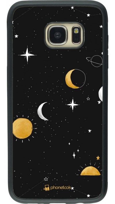 Coque Samsung Galaxy S7 edge - Silicone rigide noir Space Vector