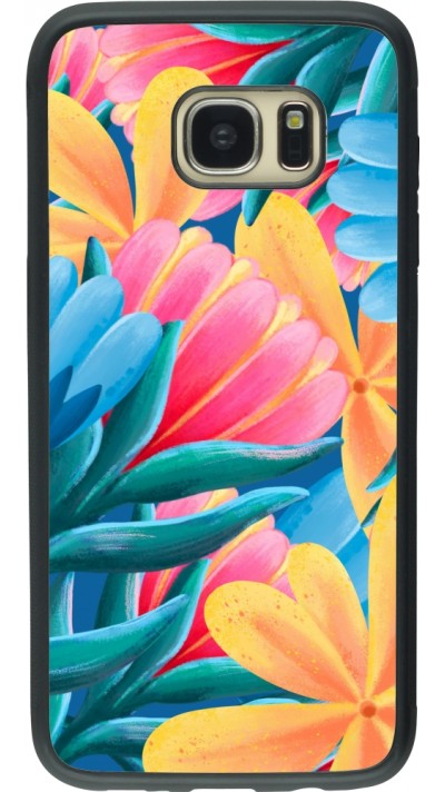 Coque Samsung Galaxy S7 edge - Silicone rigide noir Spring 23 colorful flowers