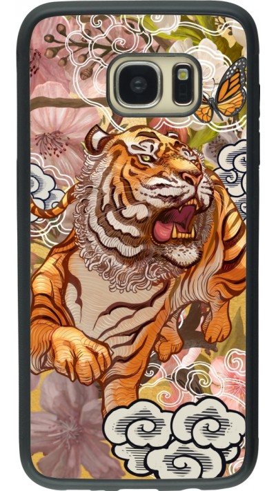 Coque Samsung Galaxy S7 edge - Silicone rigide noir Spring 23 japanese tiger