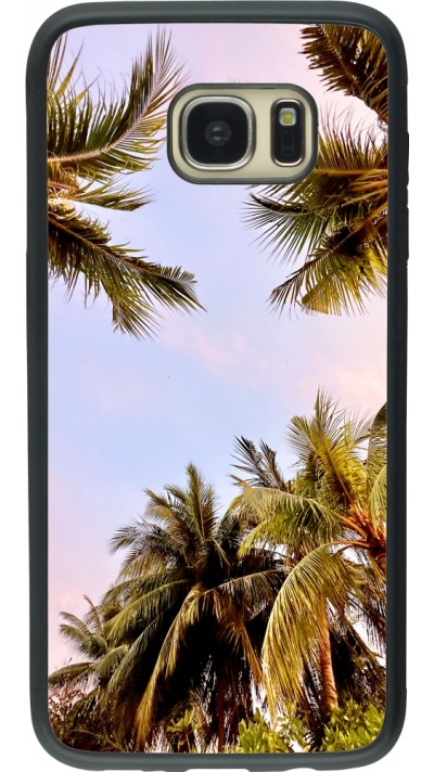 Coque Samsung Galaxy S7 edge - Silicone rigide noir Summer 2023 palm tree vibe