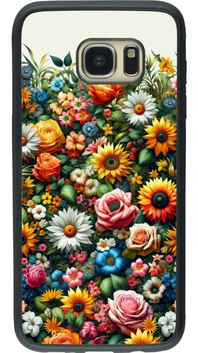 Coque Samsung Galaxy S7 edge - Silicone rigide noir Summer Floral Pattern