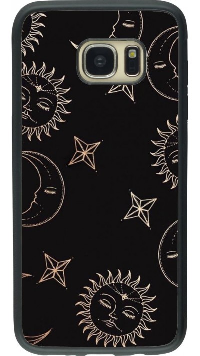 Coque Samsung Galaxy S7 edge - Silicone rigide noir Suns and Moons