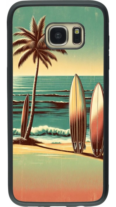Coque Samsung Galaxy S7 edge - Silicone rigide noir Surf Paradise