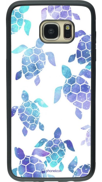 Coque Samsung Galaxy S7 edge - Silicone rigide noir Turtles pattern watercolor