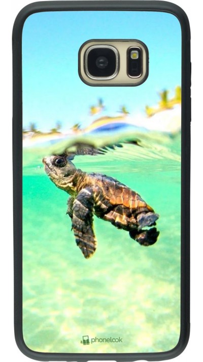 Coque Samsung Galaxy S7 edge - Silicone rigide noir Turtle Underwater