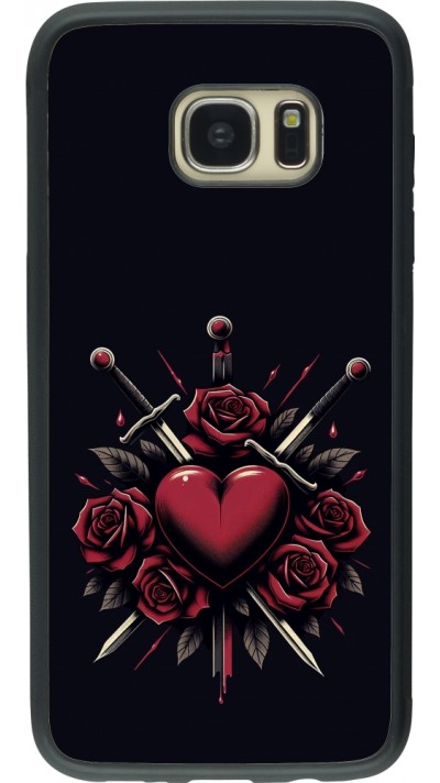 Coque Samsung Galaxy S7 edge - Silicone rigide noir Valentine 2024 gothic love