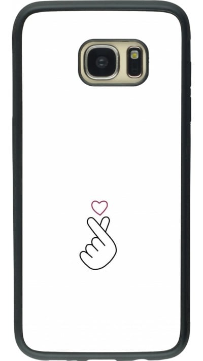 Coque Samsung Galaxy S7 edge - Silicone rigide noir Valentine 2024 heart by Millennials