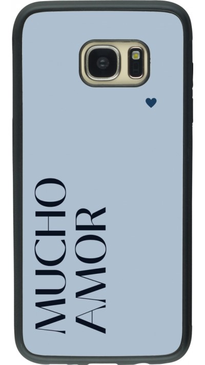 Coque Samsung Galaxy S7 edge - Silicone rigide noir Valentine 2024 mucho amor azul