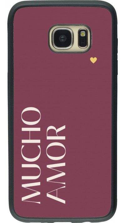 Coque Samsung Galaxy S7 edge - Silicone rigide noir Valentine 2024 mucho amor rosado