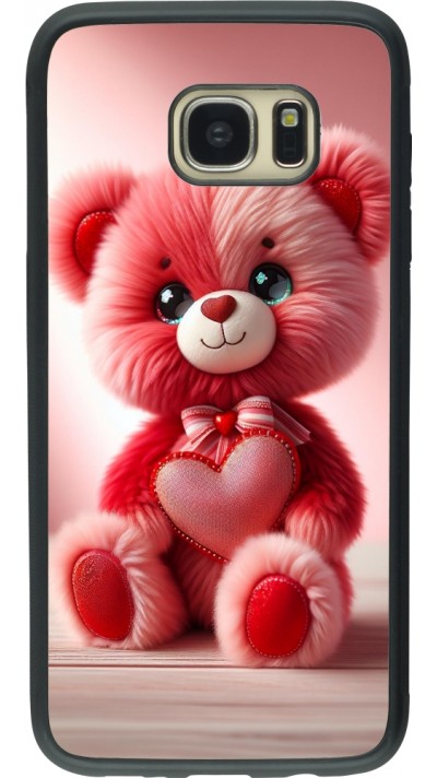 Coque Samsung Galaxy S7 edge - Silicone rigide noir Valentine 2024 Ourson rose