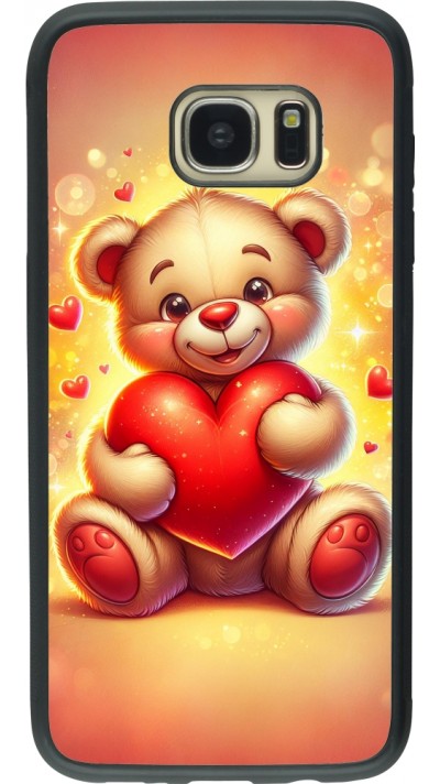 Coque Samsung Galaxy S7 edge - Silicone rigide noir Valentine 2024 Teddy love