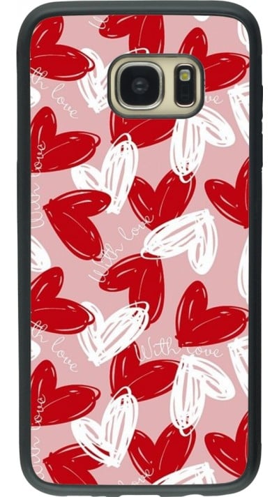 Coque Samsung Galaxy S7 edge - Silicone rigide noir Valentine 2024 with love heart