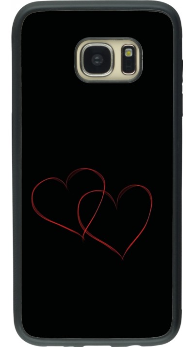 Coque Samsung Galaxy S7 edge - Silicone rigide noir Valentine 2023 attached heart
