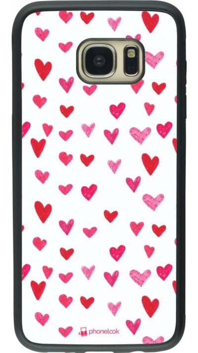 Coque Samsung Galaxy S7 edge - Silicone rigide noir Valentine 2022 Many pink hearts