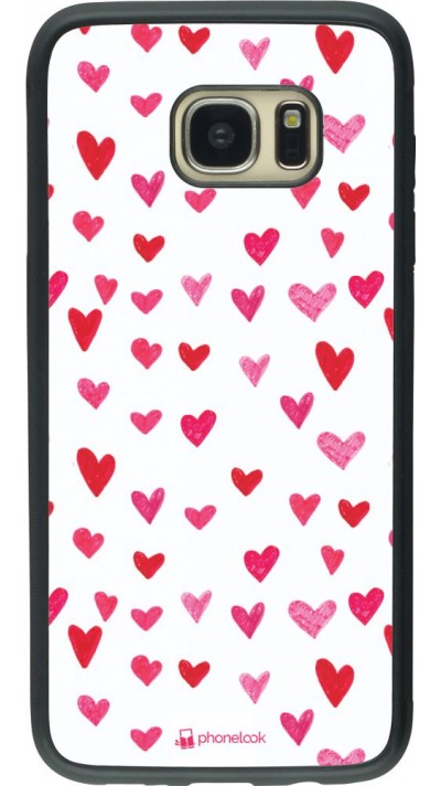 Hülle Samsung Galaxy S7 edge - Silikon schwarz Valentine 2022 Many pink hearts