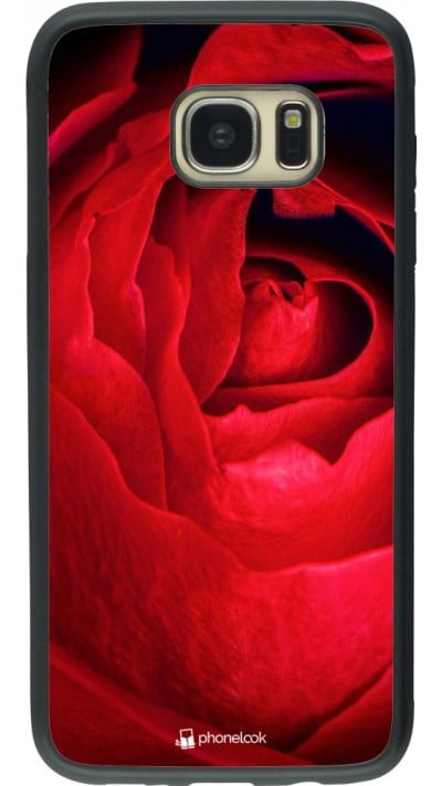 Coque Samsung Galaxy S7 edge - Silicone rigide noir Valentine 2022 Rose