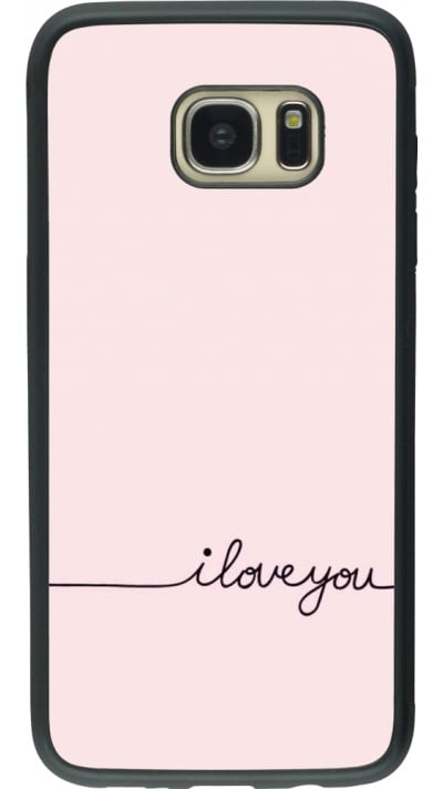 Coque Samsung Galaxy S7 edge - Silicone rigide noir Valentine 2023 i love you writing