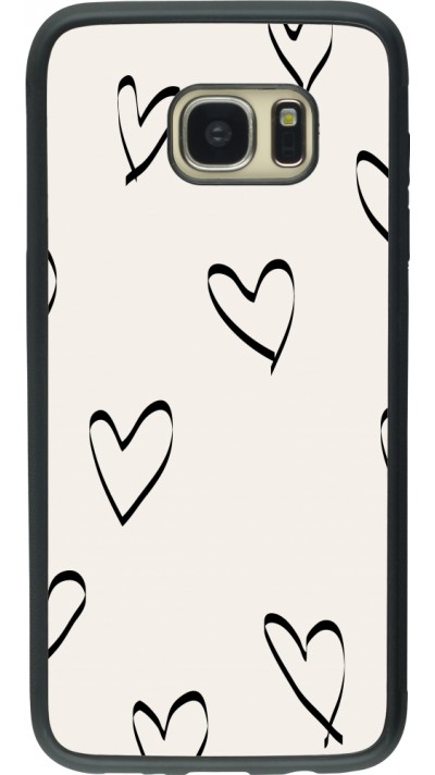 Coque Samsung Galaxy S7 edge - Silicone rigide noir Valentine 2023 minimalist hearts