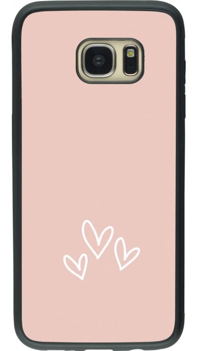 Coque Samsung Galaxy S7 edge - Silicone rigide noir Valentine 2023 three minimalist hearts