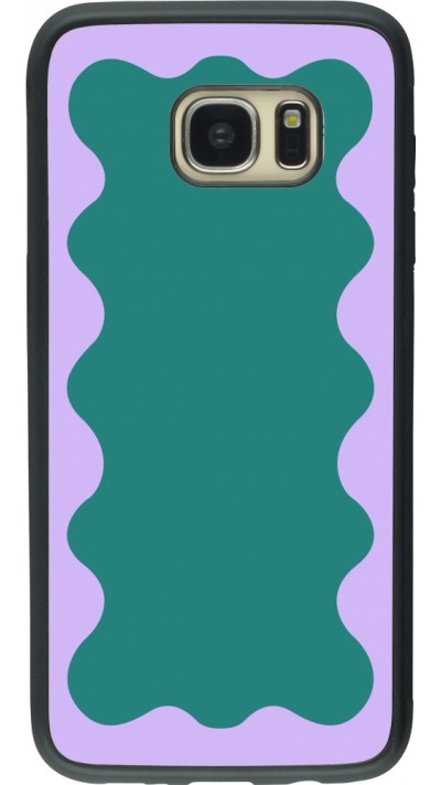 Coque Samsung Galaxy S7 edge - Silicone rigide noir Wavy Rectangle Green Purple