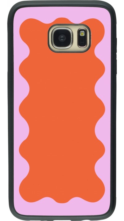 Coque Samsung Galaxy S7 edge - Silicone rigide noir Wavy Rectangle Orange Pink