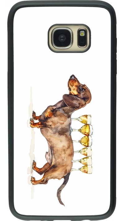 Samsung Galaxy S7 edge Case Hülle - Silikon schwarz Wine Teckel