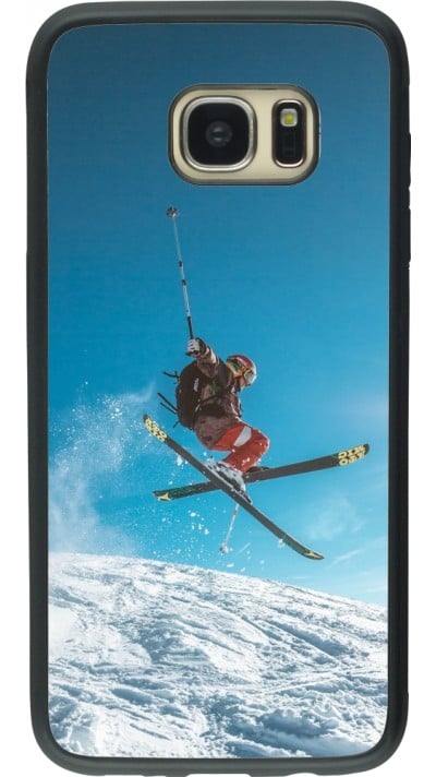 Coque Samsung Galaxy S7 edge - Silicone rigide noir Winter 22 Ski Jump