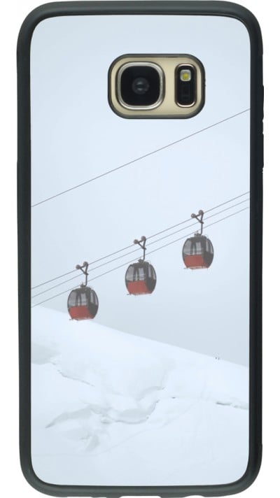 Coque Samsung Galaxy S7 edge - Silicone rigide noir Winter 22 ski lift