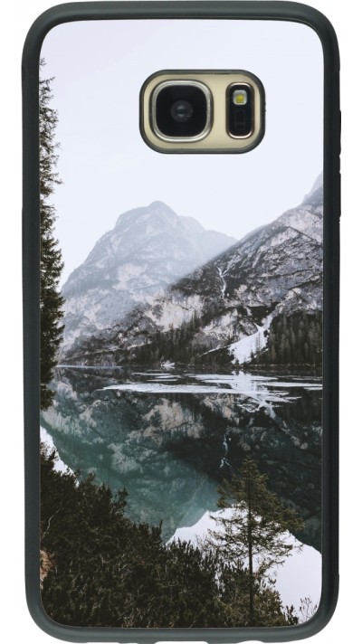 Coque Samsung Galaxy S7 edge - Silicone rigide noir Winter 22 snowy mountain and lake