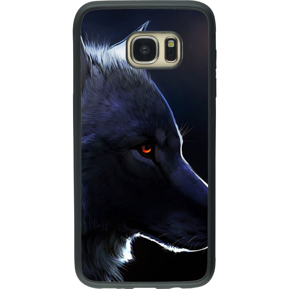 Coque Samsung Galaxy S7 edge - Silicone rigide noir Wolf Shape