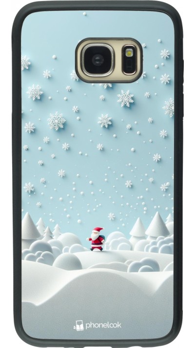Coque Samsung Galaxy S7 edge - Silicone rigide noir Noël 2023 Petit Père Flocon