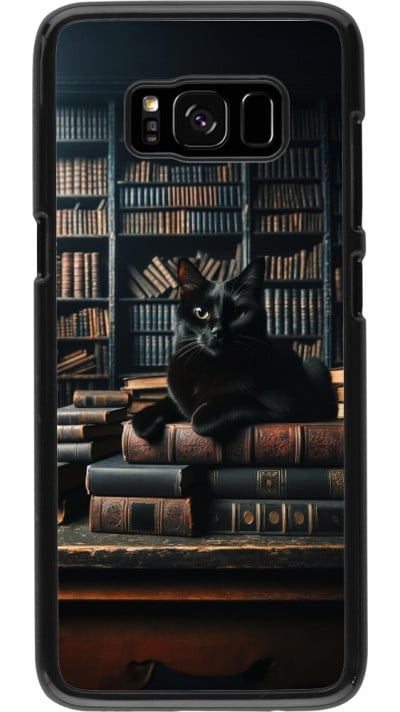 Samsung Galaxy S8 Case Hülle - Katze Bücher dunkel
