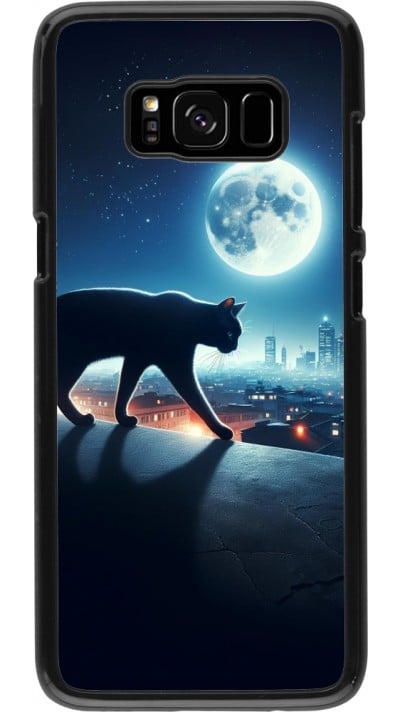 Samsung Galaxy S8 Case Hülle - Schwarze Katze unter dem Vollmond