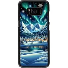 Samsung Galaxy S8 Case Hülle - Verschneites Bergdorf am See in der Nacht