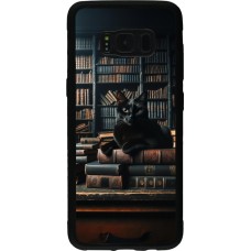 Samsung Galaxy S8 Case Hülle - Silikon schwarz Katze Bücher dunkel