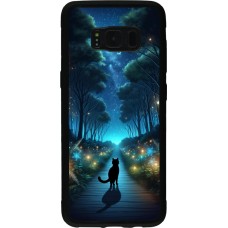 Samsung Galaxy S8 Case Hülle - Silikon schwarz Schwarze Katze Spaziergang