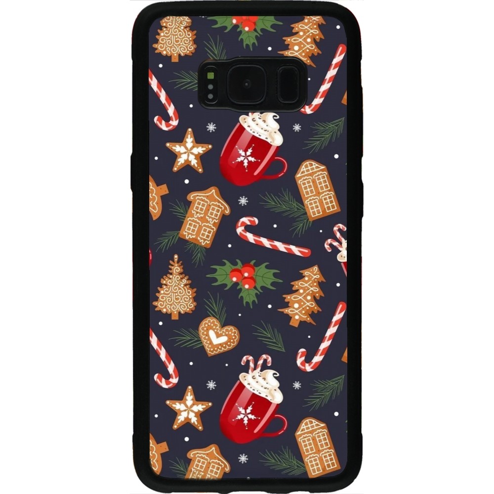 Samsung Galaxy S8 Case Hülle - Silikon schwarz Christmas 25 Pattern Gingerbread House