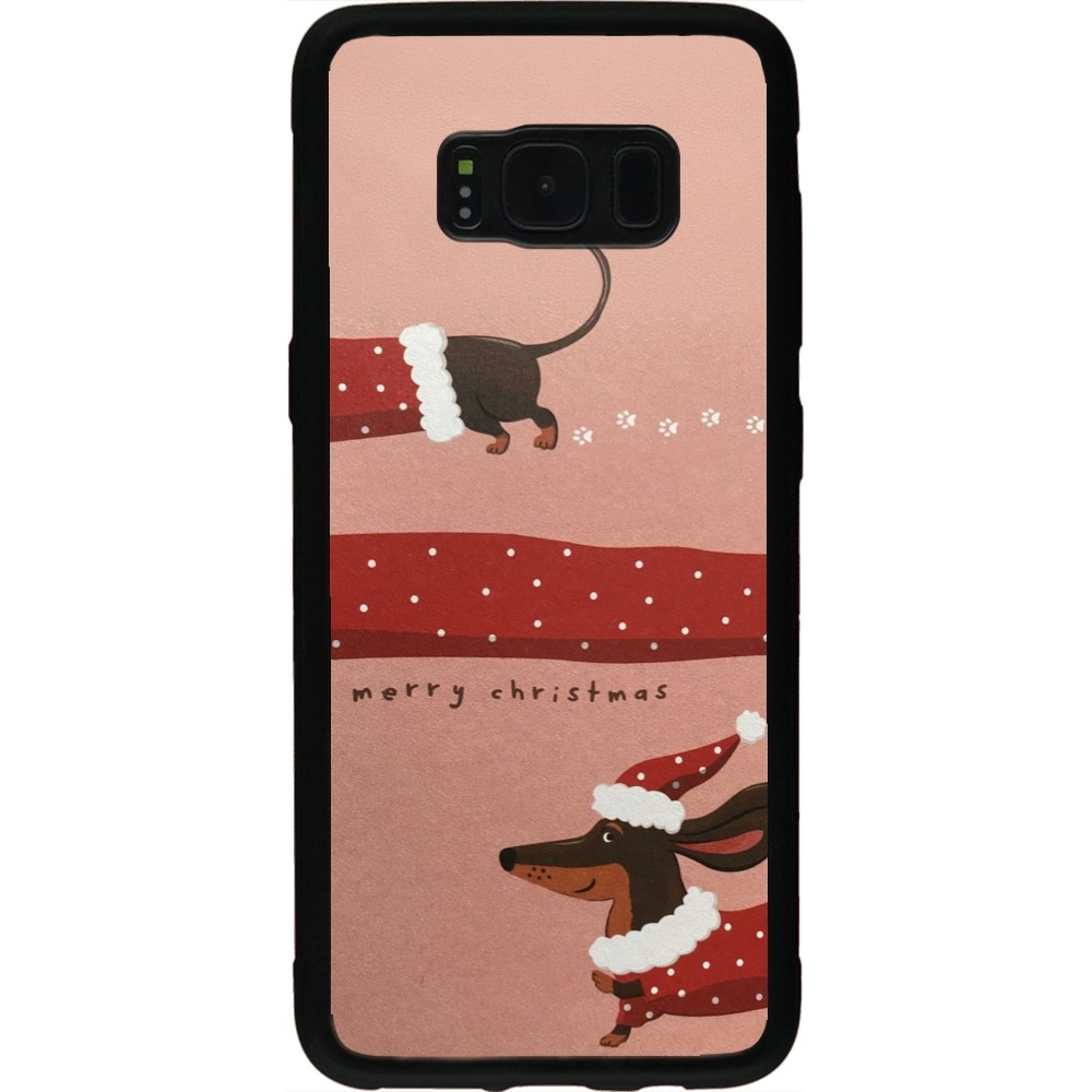 Coque Samsung Galaxy S8 - Silicone rigide noir Christmas 25 Teckel Merry Xmas