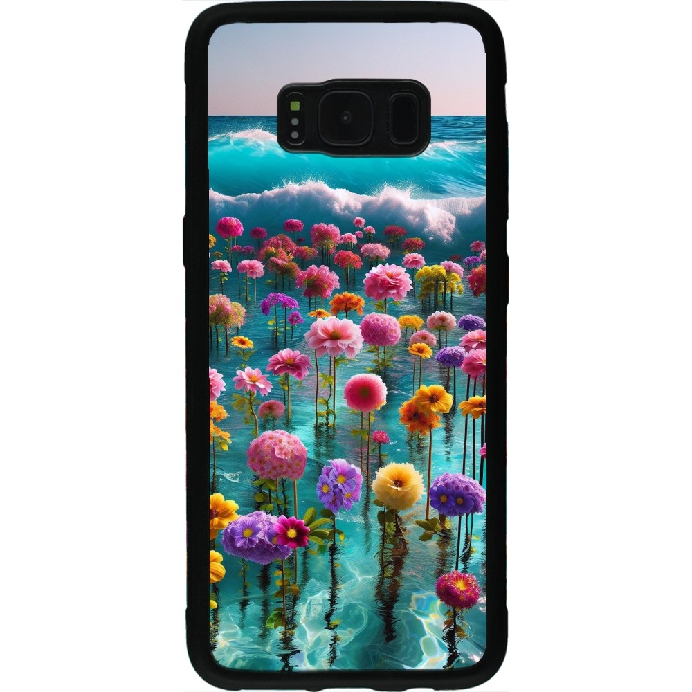 Coque Samsung Galaxy S8 - Silicone rigide noir Flower sea waves