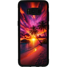 Samsung Galaxy S8 Case Hülle - Silikon schwarz Malediven Abenddämmerung Glückseligkeit