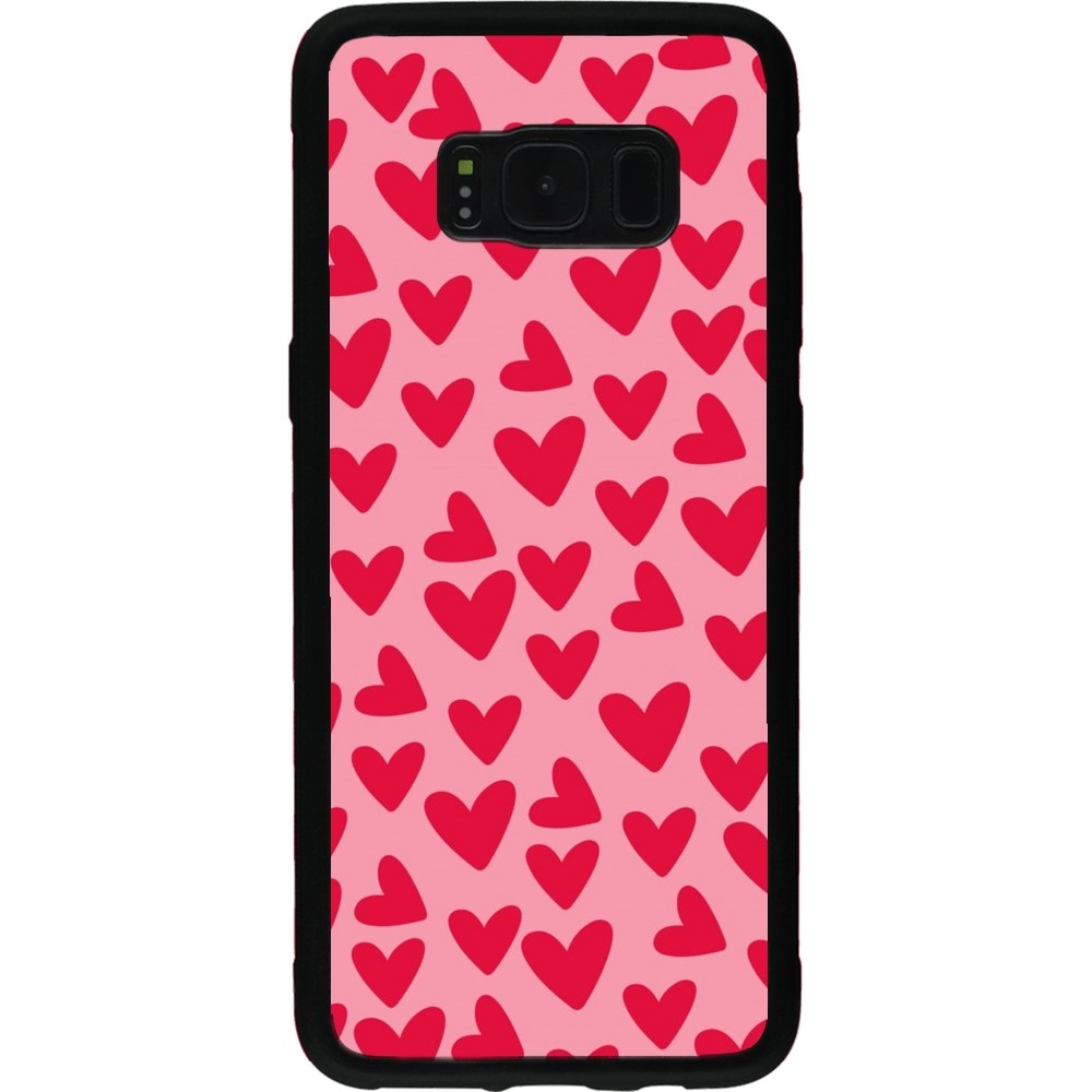 Coque Samsung Galaxy S8 - Silicone rigide noir Mom 2024 petits coeurs