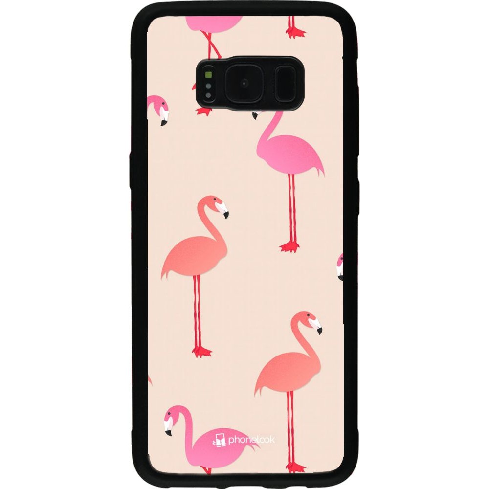 Coque Samsung Galaxy S8 - Silicone rigide noir Pink Flamingos Pattern