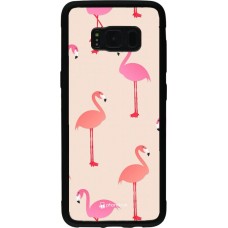 Coque Samsung Galaxy S8 - Silicone rigide noir Pink Flamingos Pattern
