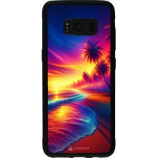 Samsung Galaxy S8 Case Hülle - Silikon schwarz Strand Sonnenuntergang auffällig