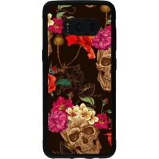 Coque Samsung Galaxy S8 - Silicone rigide noir Skulls and flowers