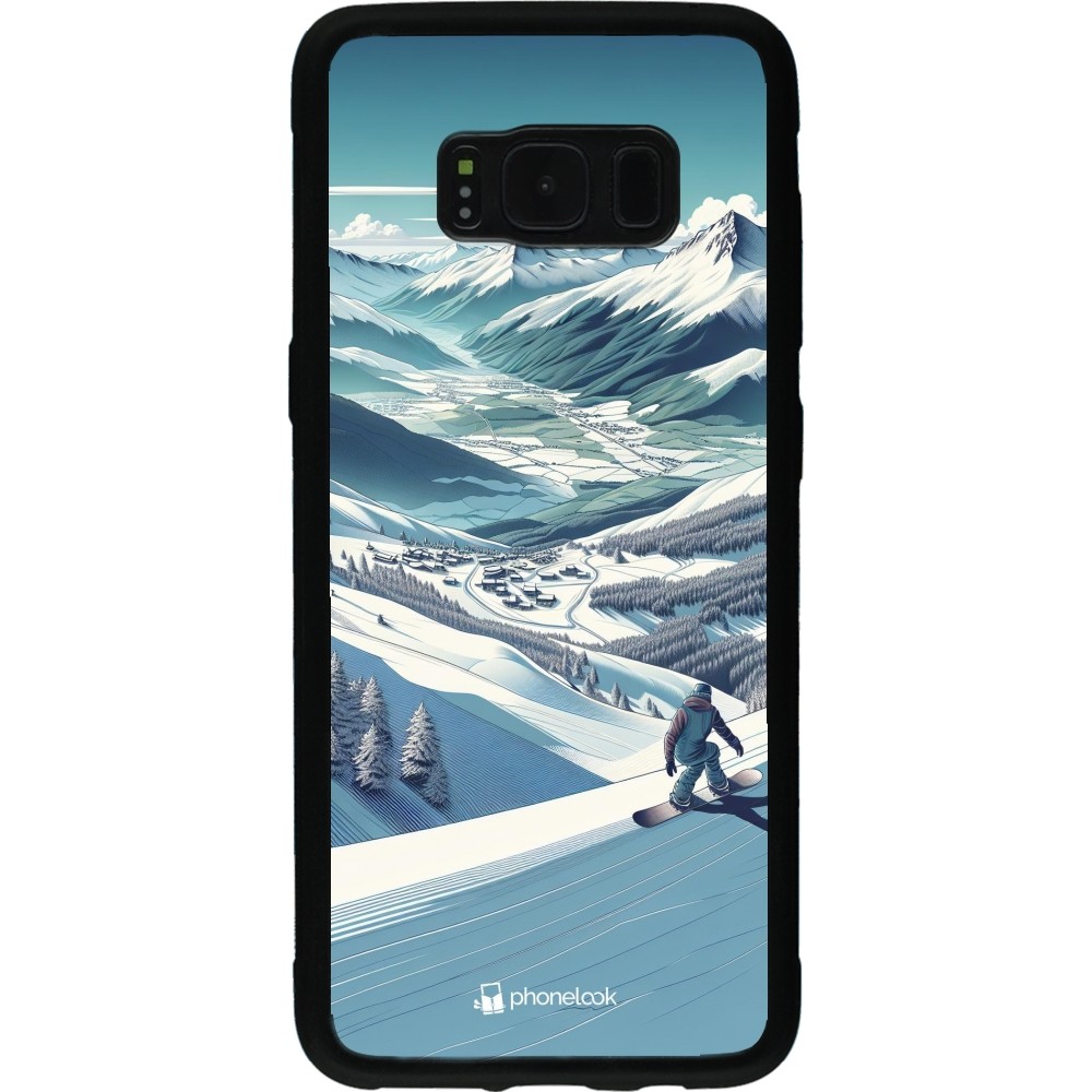 Coque Samsung Galaxy S8 - Silicone rigide noir Snowboarder Montagne